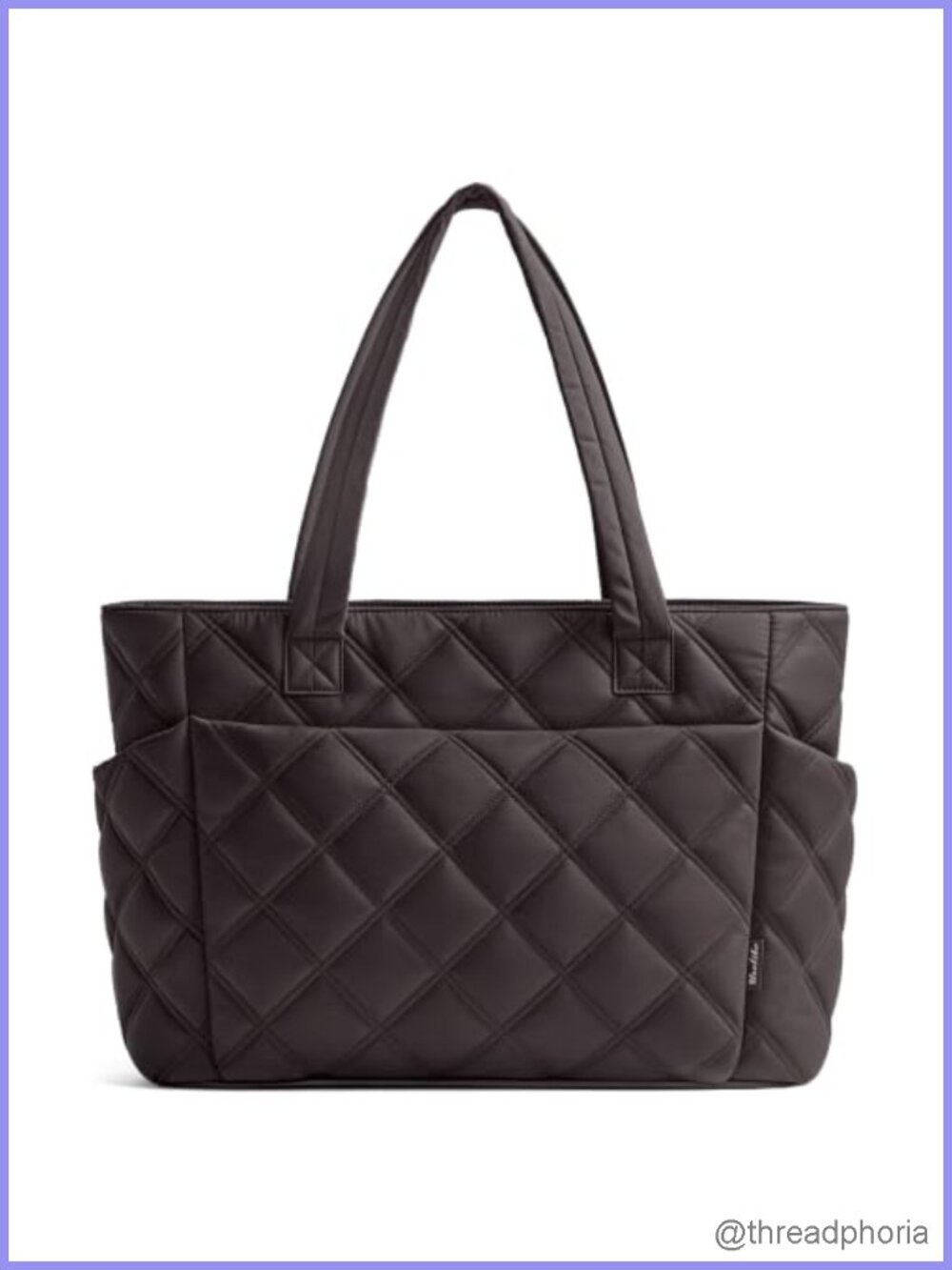 Women's Quilted Puffer Tote Bag with Laptop Compartment, Lightweight Shoulder